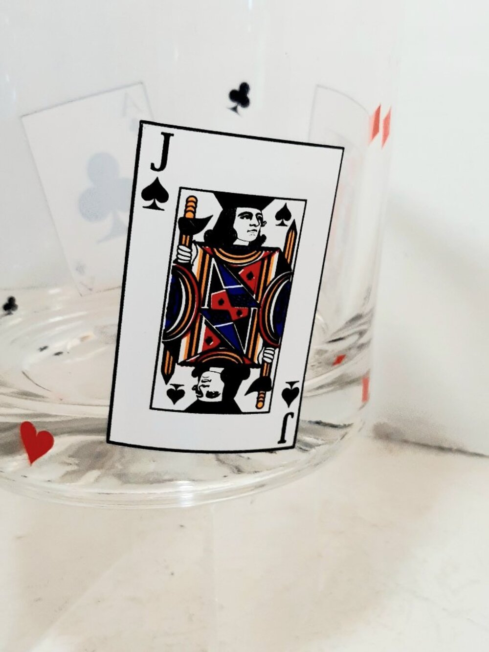 Vintage Luminarc "Poker Night" Double handled Glass Ice Bucket